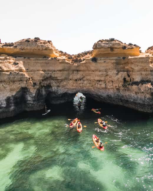 Albufeira: Secret Caves & Beaches Kayak Tour with Swim Stop - Entering Albufeira’s sea-cave coastline from São Rafael Beach