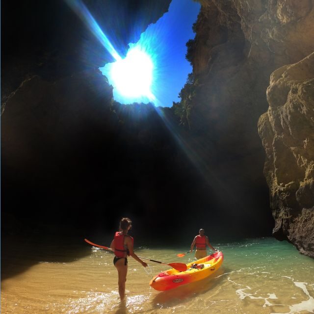 Benagil: Kayaking Adventure in Benagil Caves & Marinha Beach - Paddling out: calm water, clear views, and real safety habits