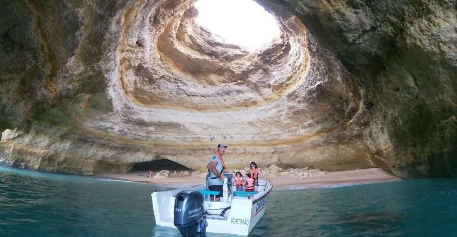From Carvoeiro: Benagil Caves and Praia da Marinha Boat Trip - Algar Seco, Vale Covo, Praia do Carvalho, and a sunken steamboat story