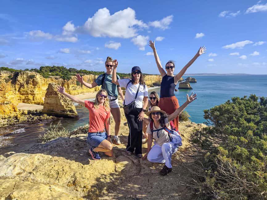 From Faro: Benagil Cliffs Hiking & 4 Treasures Experience - Praia da Marinha: the Bridge, Heart, Titanic cliff photo track