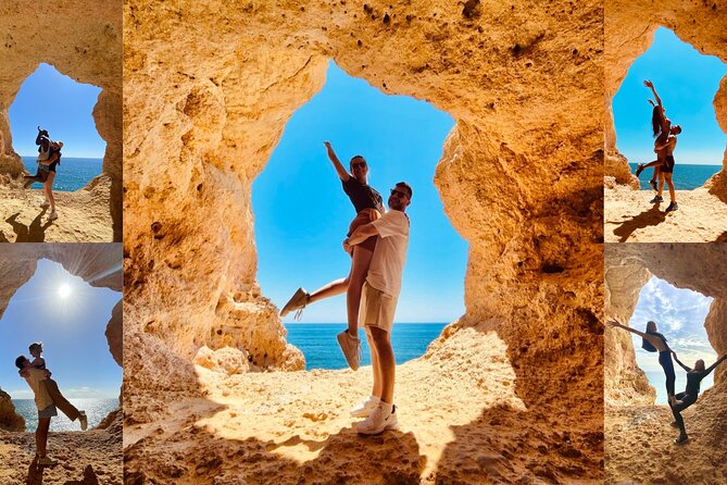 From Faro: Benagil, Marinha Beach, 7 Hanging Valleys, Algar Seco - Praia da Marinha swim time and food reality by season