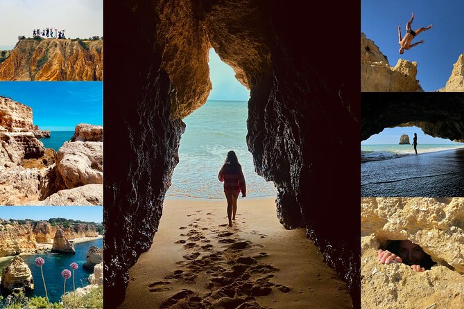 From Faro: Benagil, Marinha Beach, 7 Hanging Valleys, Algar Seco - Algar Seco caves, fossils, and A Boneca’s golden-window cliff vibes