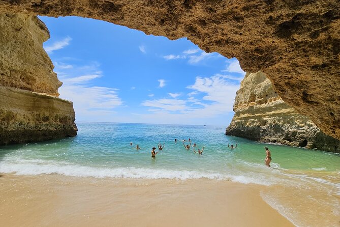 From Faro: Visit Benagil Cave, Marinha Beach, Algar Seco & More - Praia da Marinha and the Seven Hanging Valleys: where your swim time actually happens