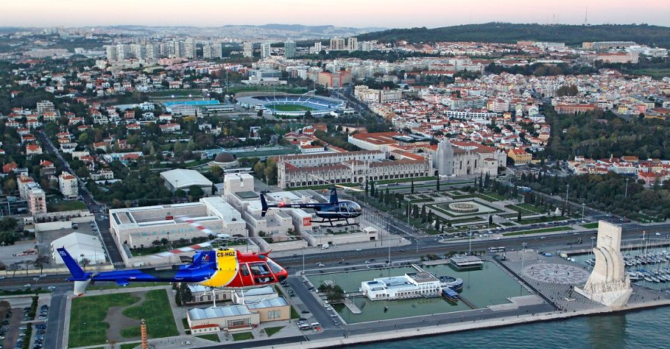 Lisbon: Helicopter Tour over Belem - Belém Tower, Jerónimos Monastery, and the Monument to the Discoveries overhead