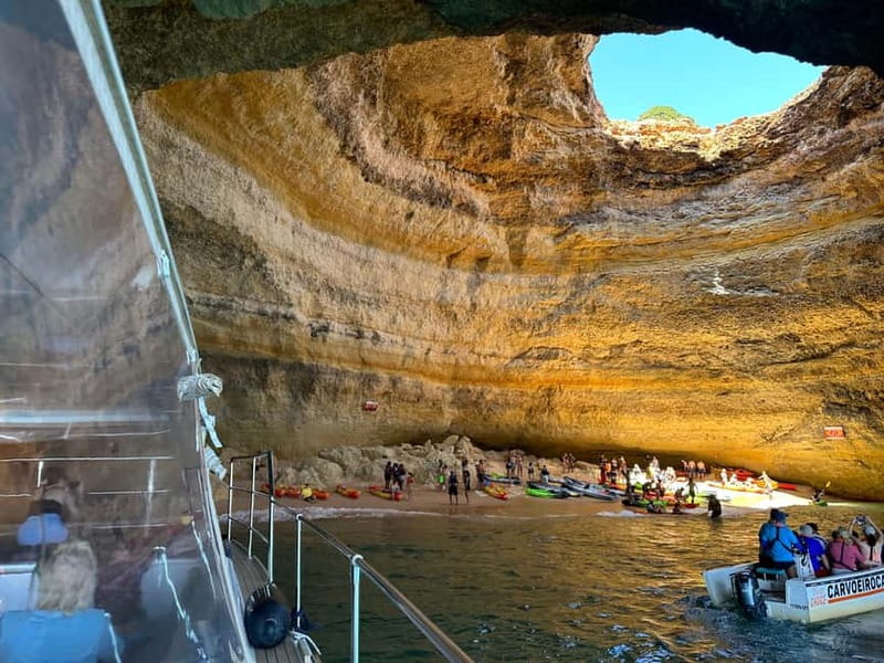 Portimão: Benagil Caves & Golden Coast Eco Catamaran Tour - What you can do onboard: bar, music, and comfort between cave moments