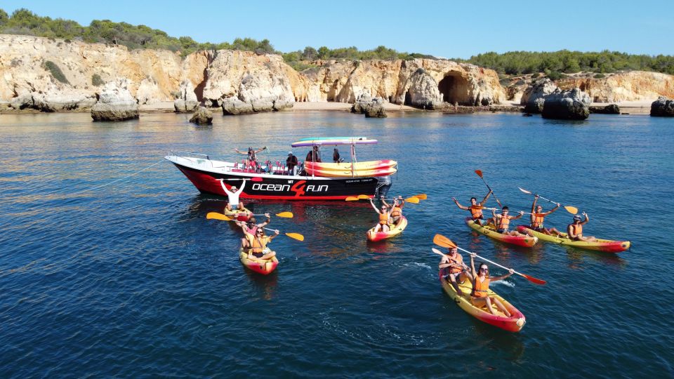 Portimão: Benagil Caves Speedboat and Kayak Guided Tour - Praia da Marinha kayaking: more paddle time, different scenery