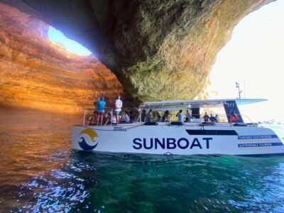 Portimao: SUNSET Benagil Caves Tour | Eco Catamaran - Where to meet: Pier M at Portimão Marina North Side