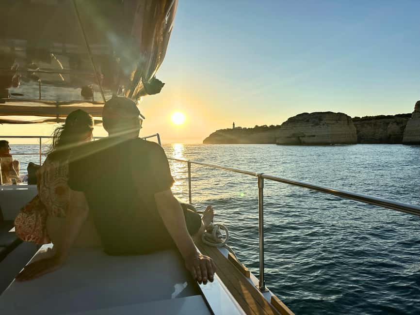 Portimao: SUNSET Benagil Caves Tour | Eco Catamaran - Entering the main Benagil Caves: light, scale, and a real cave visit