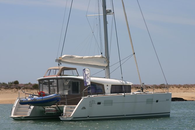 Private Catamaran Boat Tour - Ria Formosa - Getting on board at Faro Marina and settling in on Lagoon 400