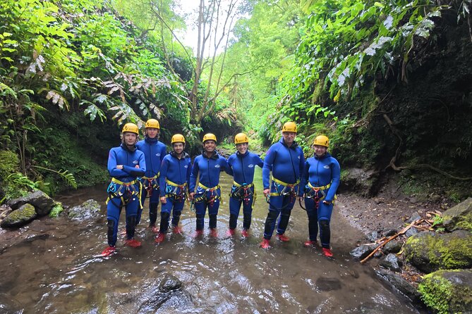 São Miguel Canyoning in the Natural Park DA Ribeira dos Caldeirões - Entering the River Bed: Slides and Waterfall Moments