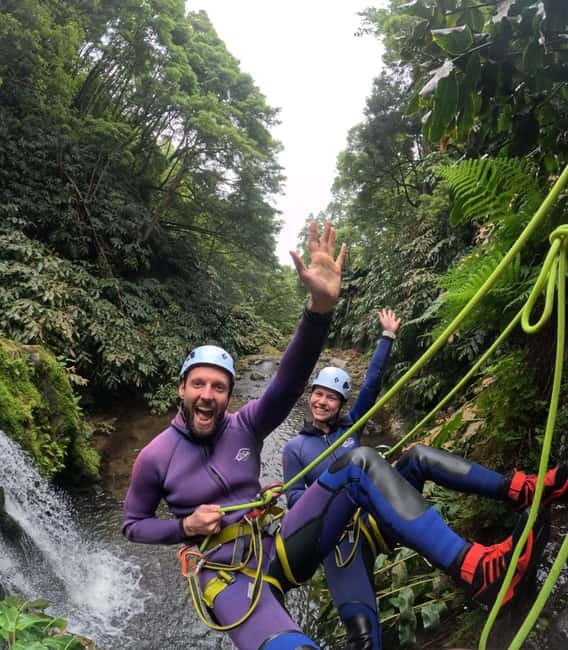 São Miguel: WaterPark Canyoning Ribeira dos Caldeirões - Waterpark-style moves: jumps, tobogãs, slides, and rappels