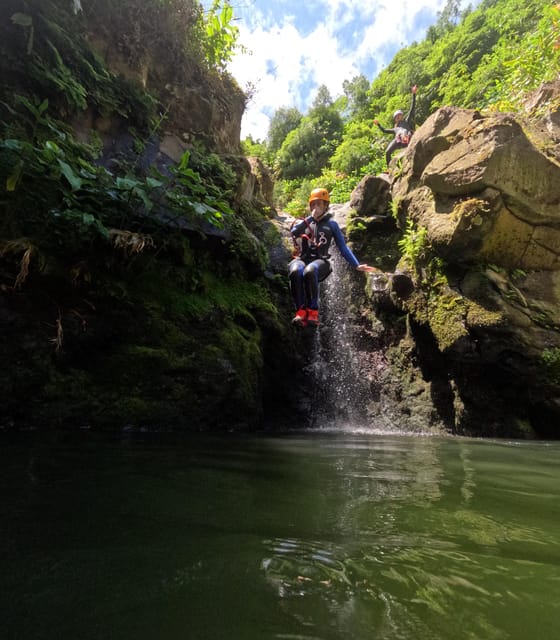 São Miguel: WaterPark Canyoning Ribeira dos Caldeirões - The zipline moment: fast, different, and good for confidence