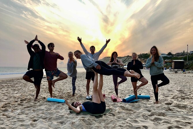 Sunset Yoga at Lagos's beautiful beach by el Sol Lifestyle - Praia de Porto Mós at golden hour: wind, waves, and that changing light