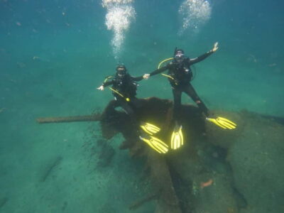 Terceira Island:Try Scuba in a Shipwreck-Archeological park - Entering Angra do Heroísmo Bay’s shipwreck park (Lidador at shallow depth)