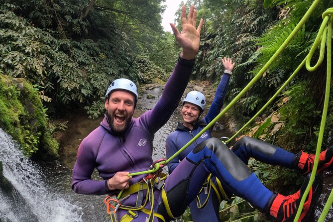Waterpark Canyoning at Ribeira dos Caldeirões, Sao Miguel Azores - Waterfall Descent: Rappels, Slides, Toboggans, and Optional Jumps